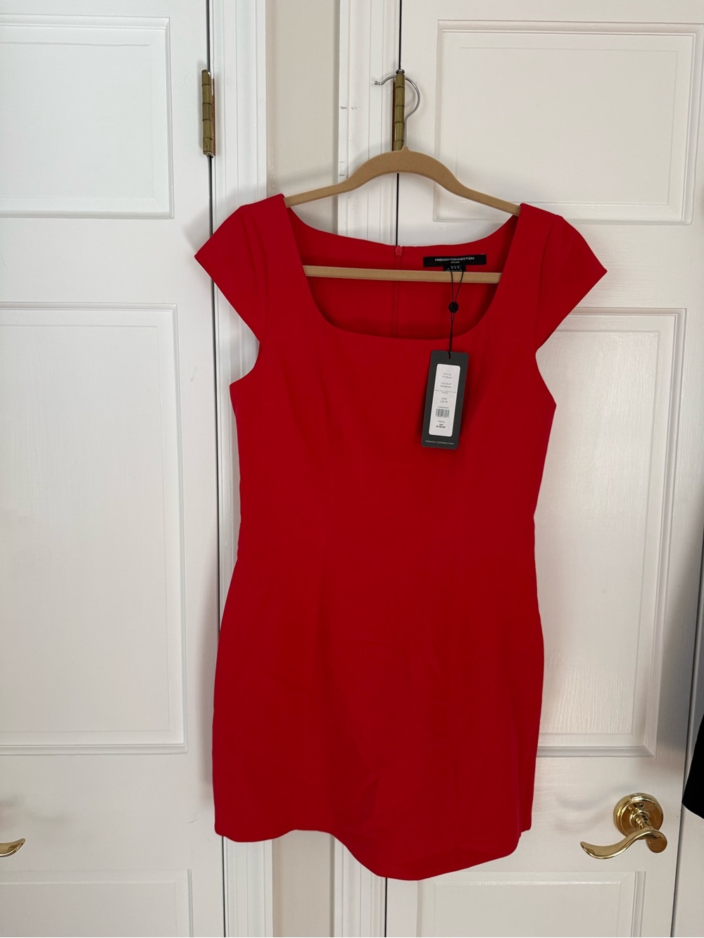 French Connection Red Cap-Sleeve Sheath Dress